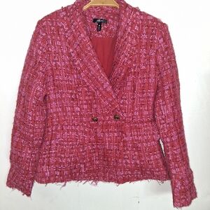 Aqua Vibrant Red Tweed Blazer